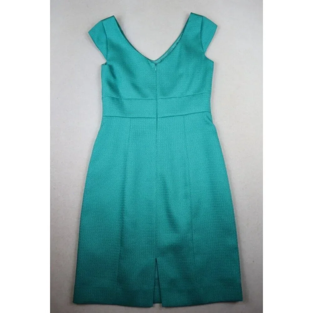 TAHARI - WOMEN'S TEAL GREEN SHEATH DRESS - BEADED NECKLINE - SIZE 4 - Picture 12 of 14